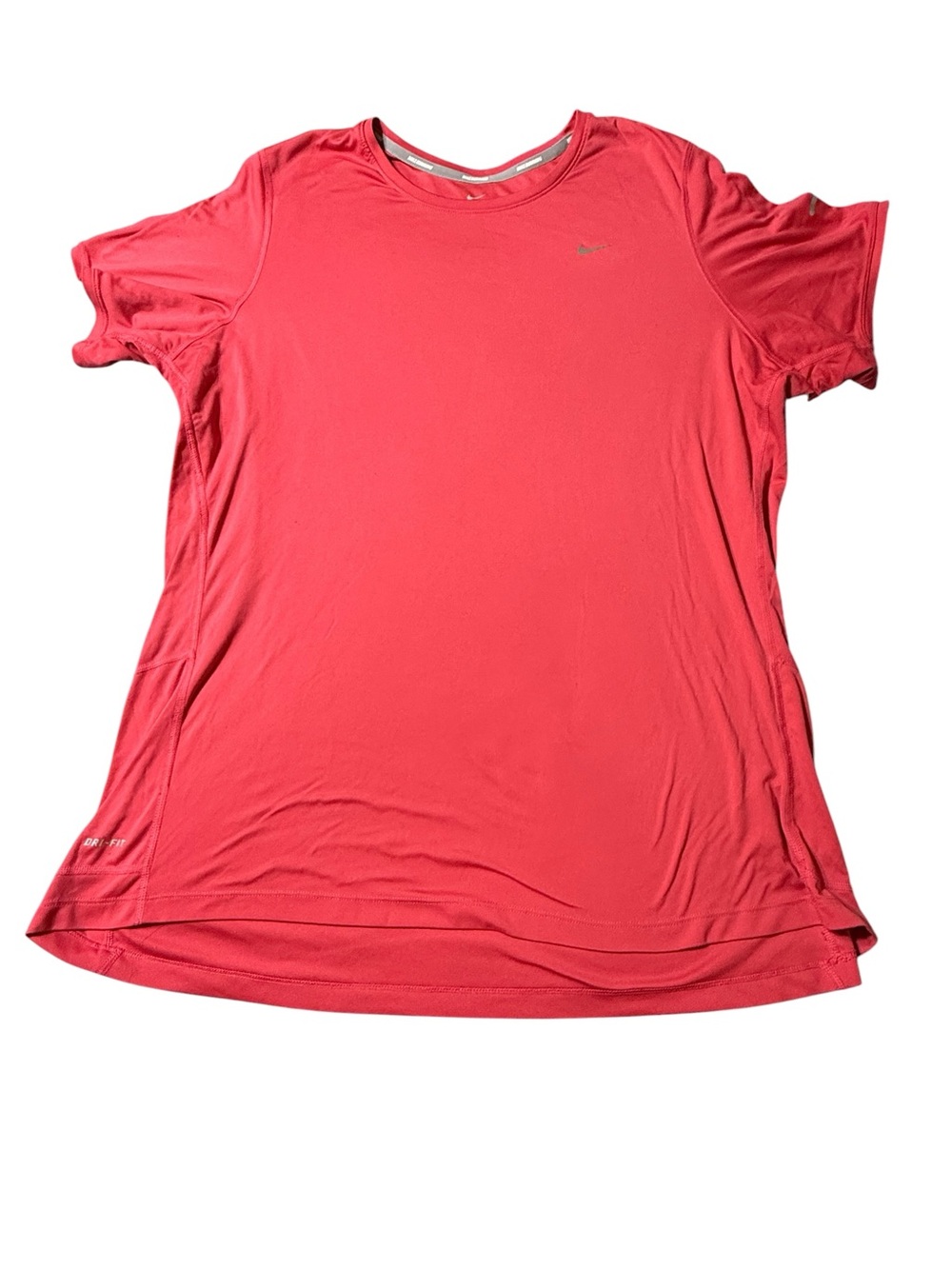Nike Dri-Fit Women 2X Red Pink Short Sleeve Athletic Workout T-Shirt Crew Neck